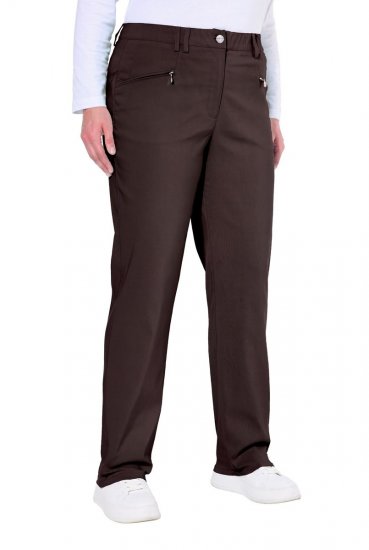 Ulla Popken 854987 Lämpimät stretch-housut mukavuusvyötäröllä Mahonginruskea - Kangashousut - Naisten plus-size kangashousut