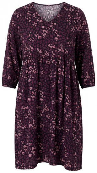 Ulla Popken 855270 Kuviollinen jerseymekko V-aukolla Musta - Trikoomekot - 