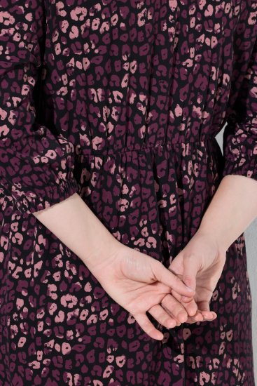 Ulla Popken 855270 Kuviollinen jerseymekko V-aukolla Musta - Trikoomekot - 