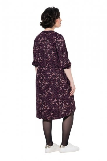 Ulla Popken 855270 Kuviollinen jerseymekko V-aukolla Musta - Trikoomekot - 