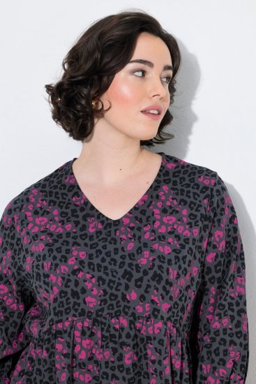 Ulla Popken 855270 Kuviollinen jerseymekko V-aukolla Antrasiitti - Trikoomekot - 