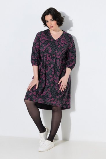 Ulla Popken 855270 Kuviollinen jerseymekko V-aukolla Antrasiitti - Trikoomekot - 
