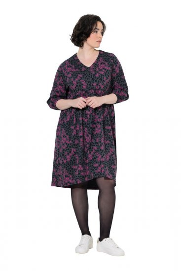 Ulla Popken 855270 Kuviollinen jerseymekko V-aukolla Antrasiitti - Trikoomekot - 