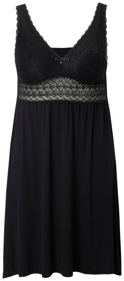 Ulla Popken 855428 Negligee pitsillä Musta - Yöpaidat - 