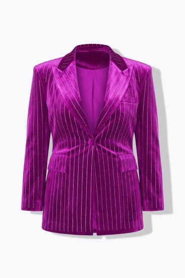 Ulla Popken 855499 Strassikoristeinen samettibleiseri Magenta - Naisten bleiserit isot koot - Bleiserit naisille plus-koossa