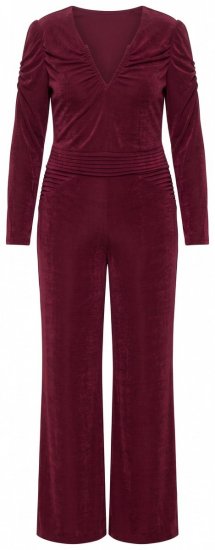 Ulla Popken 855622 Pitkähihainen haalari V-aukolla Viininpunainen - Haalarit - Jumpsuitit Isoissa Koissa