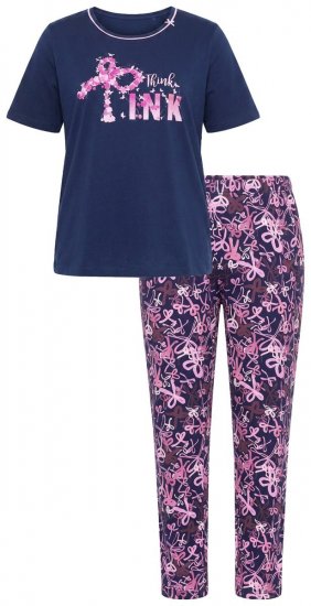 Ulla Popken 856141 Pitkähihainen pyjama Tummansininen - Pyjama/Loungewear - 