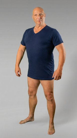 20 Nodi 9001 Short Sleeve V-Neck in Stretch Cotton Navy - Aluspaidat - Aluspaidat plus-koossa