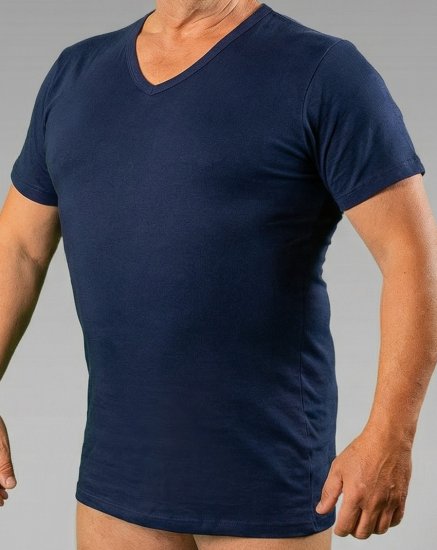 20 Nodi 9001 Short Sleeve V-Neck in Stretch Cotton Navy - Aluspaidat - Aluspaidat plus-koossa
