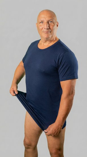 20 Nodi 9002 Short Sleeve Crew Neck in Stretch Cotton Navy - Aluspaidat - 