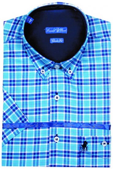 Forestal 901220E Check Shirt Blue - Kauluspaidat - Miesten isot kauluspaidat 2XL – 8XL