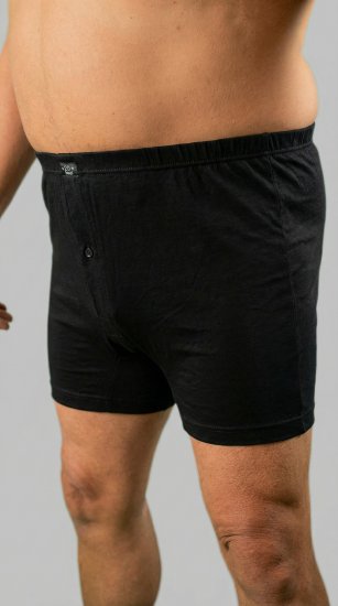 20 Nodi 935 Combed Cotton Jersey Boxer with Front Button Fly Black - Bokserit - Miesten Bokserit Isot Koot