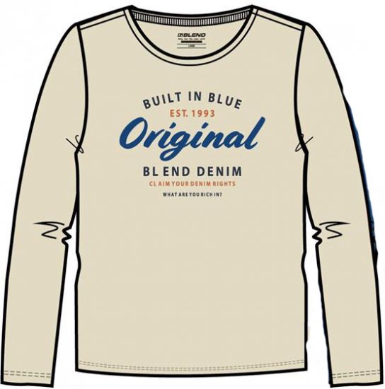 Blend T-Shirt 4933 Cloud Cream - T-paidat - Isot T-paidat 2XL – 14XL