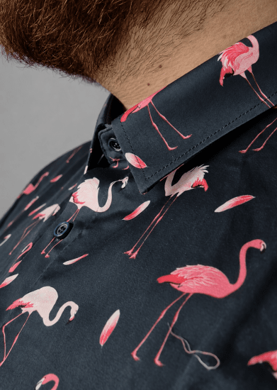 Kam Jeans 6068 Flamingo Short Sleeve Shirt Navy - Kauluspaidat - Miesten isot kauluspaidat 2XL – 8XL