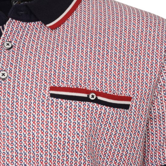 Kam Jeans 5487 Dobby Print Pique Polo Red - Pikeepaidat - Miesten isot pikeepaidat