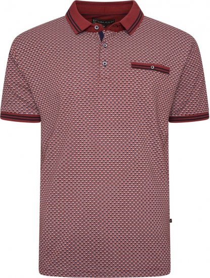  Kam Jeans 5488 Dobby Print Pique Polo Wine - Pikeepaidat - Miesten isot pikeepaidat