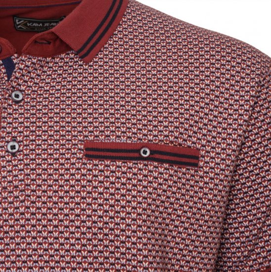  Kam Jeans 5488 Dobby Print Pique Polo Wine - Pikeepaidat - Miesten isot pikeepaidat