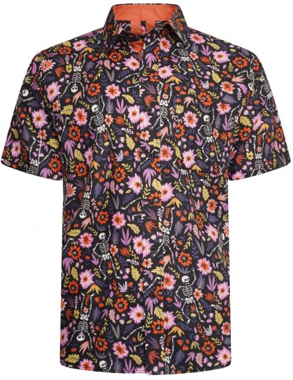 Kam Jeans 6041 Skeleton Digital Print Shirt Navy - Kauluspaidat - Miesten isot kauluspaidat 2XL – 8XL
