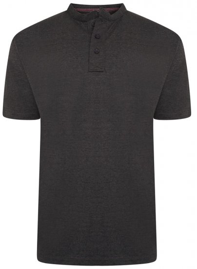 Kam Jeans 5744 Textured Jersey Grandad Top Charcoal - T-paidat - Isot T-paidat 2XL – 14XL