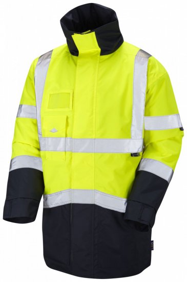 Leo Marwood Warm Quilted Superior Anorak Hi-Vis Yellow/Navy - Työvaatteet - Miesten Työvaatteet Isot Koot - 2XL-10XL