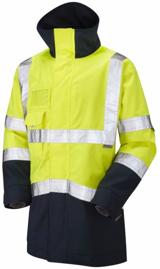 Leo Clovelly Breathable Executive Anorak Hi-Vis Yellow/Navy - Työvaatteet - Miesten Työvaatteet Isot Koot - 2XL-10XL