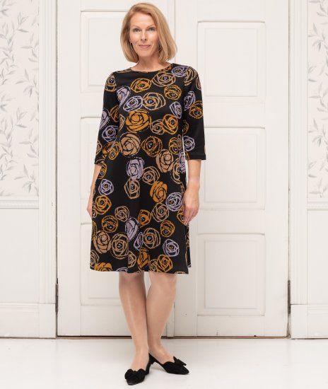 Scandinavian Caramel Flower Petals Dress Lavender and Orange - Naisten vaatteet isot koot - 