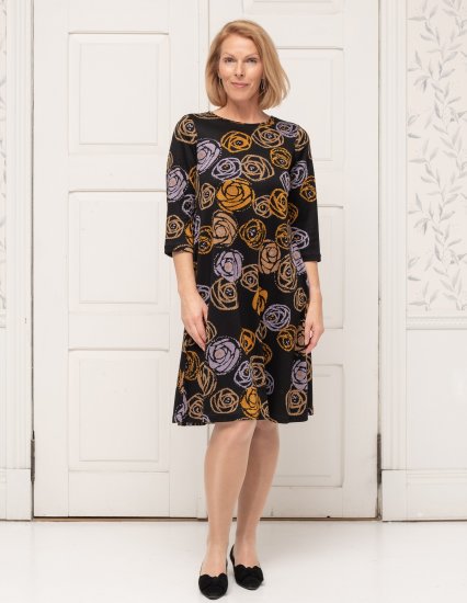 Scandinavian Caramel Flower Petals Dress Lavender and Orange - Naisten vaatteet isot koot - 