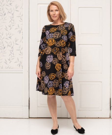 Scandinavian Caramel Flower Petals Dress Lavender and Orange - Naisten vaatteet isot koot - 