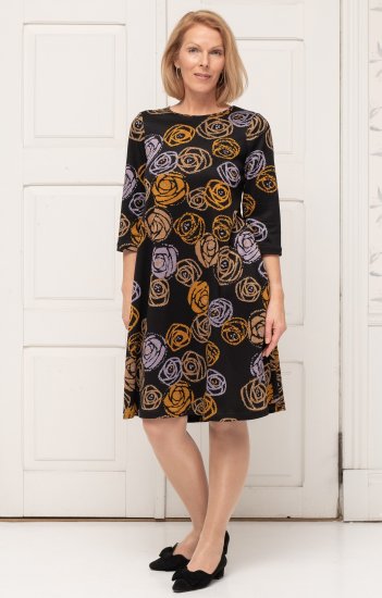 Scandinavian Caramel Flower Petals Dress Lavender and Orange - Naisten vaatteet isot koot - 