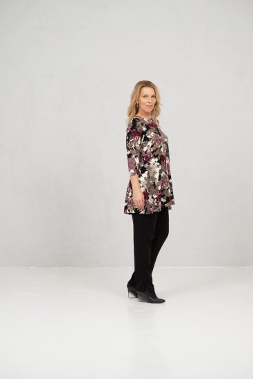 Scandinavian Caramel Flower Petals Tunic Brown - Painetut T-paidat naisille - 