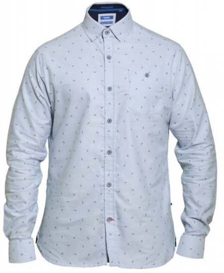 D555 Addington Printed Oxford Shirt Blue - Kauluspaidat - Miesten isot kauluspaidat 2XL – 8XL