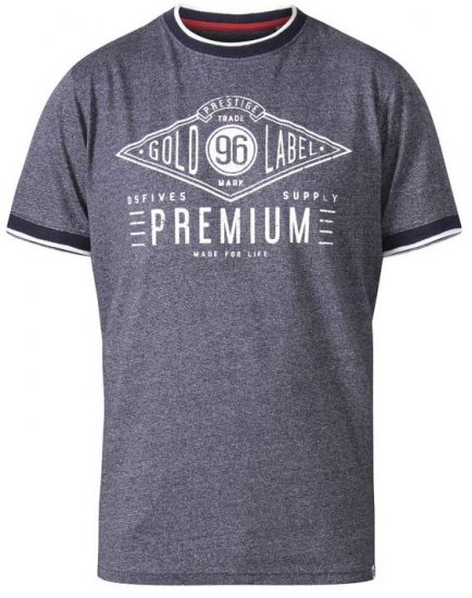 D555 Alister Premium Chest Printed Ringer T-Shirt Navy - T-paidat - Isot T-paidat 2XL – 14XL