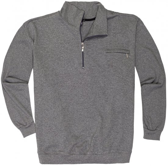 Adamo Athen Sweatshirt Half Zipper Grey - Hupparit ja Collegepaidat - Miesten isot hupparit mitoissa 2XL – 8XL
