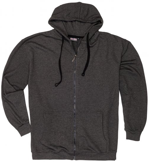 Adamo Athen Hoodie with Zipper Charcoal - Hupparit ja collegepaidat - Miesten hupparit ja collegepaidat isot koot