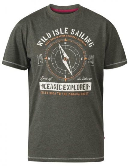 D555 Atticus Oceanic Explorer Crew Neck T-Shirt Khaki - T-paidat - Isot T-paidat 2XL – 14XL