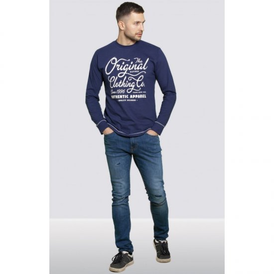 D555 Austin Long Sleeve T-shirt Navy - T-paidat - Isot T-paidat 2XL – 14XL