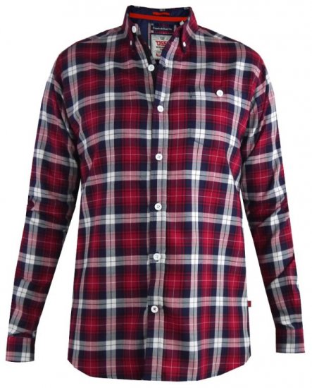 D555 Baltimore Checked Shirt Red - Kauluspaidat - Miesten isot kauluspaidat 2XL – 8XL