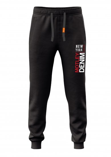 Motley Denim Belfast Sweatpants Black - Collegehousut ja collegeshortsit - Miesten Isot collegehousut ja collegeshortsit