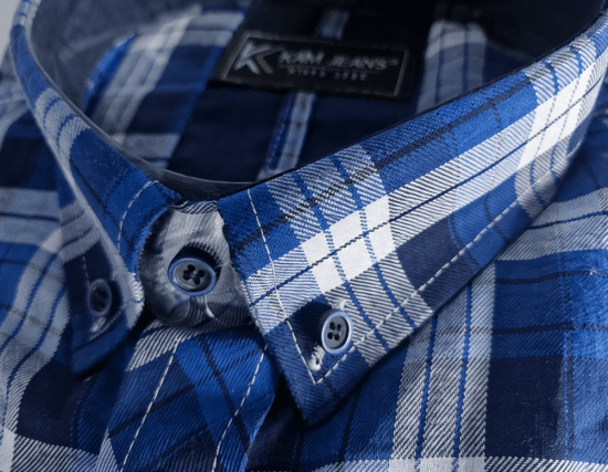 Kam Jeans 6369 Checked Short Sleeve Shirt Blue - Kauluspaidat - Miesten isot kauluspaidat 2XL – 8XL