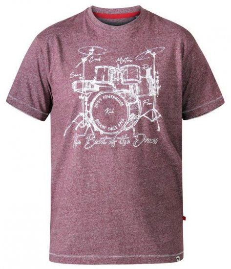 D555 Blunt Drum Set Crew Neck Printed T-Shirt Burgundy - T-paidat - Isot T-paidat 2XL – 14XL