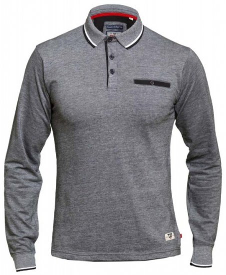 D555 Brockville Long Sleeve Polo Grey - Pikeepaidat - Miesten isot pikeepaidat