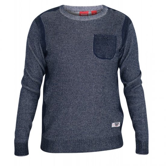 D555 Bryson Crewneck Sweater with Pocket Navy - Hupparit ja collegepaidat - Miesten hupparit ja collegepaidat isot koot