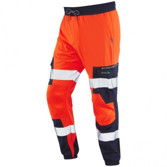 Leo Hawkcombe Ecoviz High Performance Ballistic Stretch Trousers Hi-Vis Orange/Navy - Työvaatteet - Miesten Työvaatteet Isot Koot - 2XL-10XL