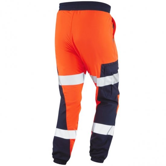 Leo Hawkcombe Ecoviz High Performance Ballistic Stretch Trousers Hi-Vis Orange/Navy - Työvaatteet - Miesten Työvaatteet Isot Koot - 2XL-10XL