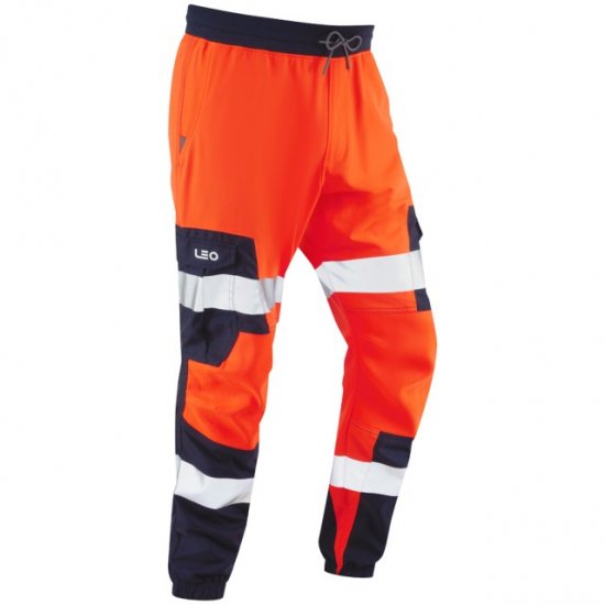 Leo Hawkcombe Ecoviz High Performance Ballistic Stretch Trousers Hi-Vis Orange/Navy - Työvaatteet - Miesten Työvaatteet Isot Koot - 2XL-10XL