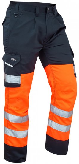 Leo Bideford Cargo Pants Hi-Vis Orange/Navy - Työvaatteet - Miesten Työvaatteet Isot Koot - 2XL-10XL