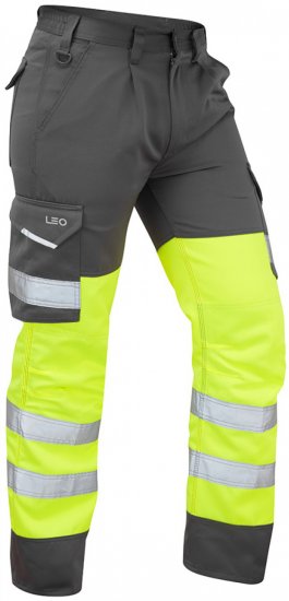 Leo Bideford Cargo Pants Hi-Vis Yellow/Grey - Työvaatteet - Miesten Työvaatteet Isot Koot - 2XL-10XL