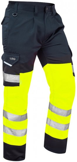Leo Bideford Cargo Pants Hi-Vis Yellow/Navy - Työvaatteet - Miesten Työvaatteet Isot Koot - 2XL-10XL