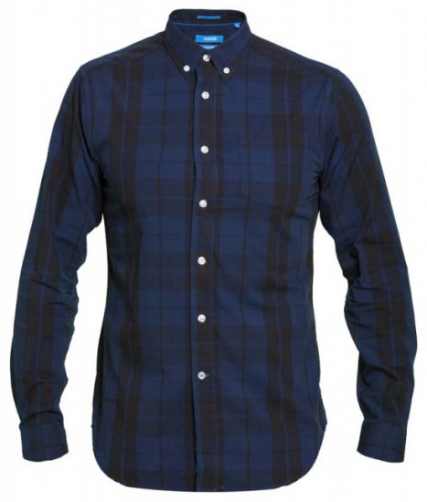 D555 Davenport Long Sleeve Shirt Navy - Kauluspaidat - Miesten isot kauluspaidat 2XL – 8XL