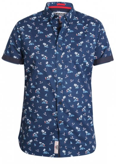 D555 Davian Hawaii Shirt Navy - Kauluspaidat - Miesten isot kauluspaidat 2XL – 8XL